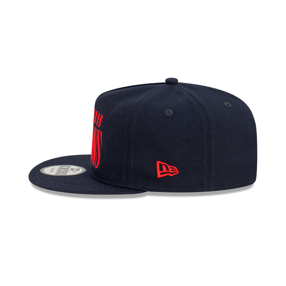 Melbourne Demons Hat - 2023 AFL Navy Tall Text The Golfer Snapback - New Era